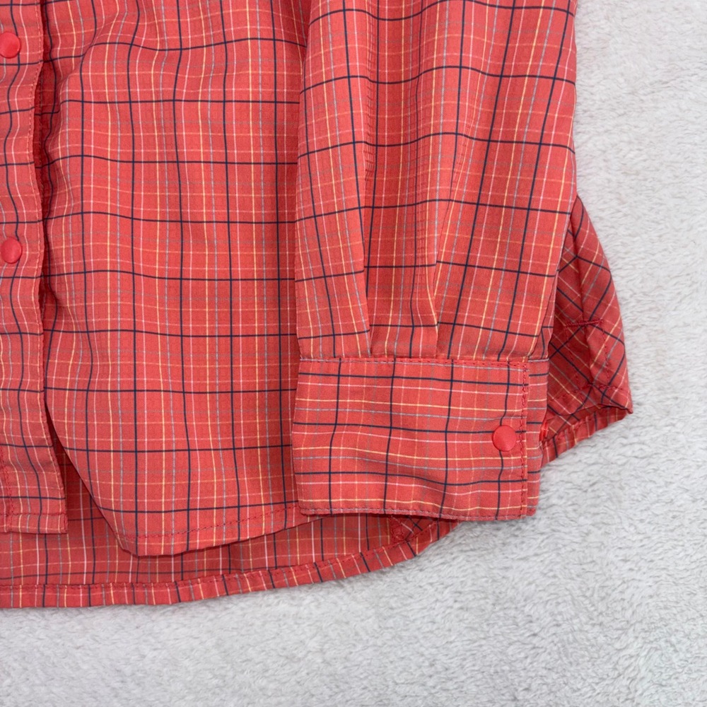 Columbia PFG Super Tamiami Fishing Shirt Womens Small Coral Plaid UPF 40 Omni - Picture 12 of 15